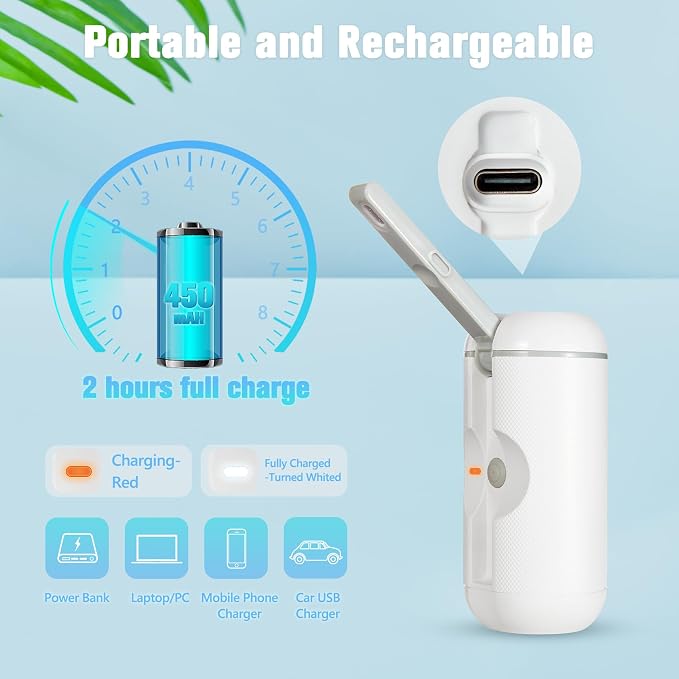 Upgrade SPACEREST Portable Bidet for Travel with 360ml Bottle, No Noise & Waterproof Handheld Sprayer, Rechargeable Electric Portable Bidet for Women & Men, Personal Hygiene & Postpartum Care