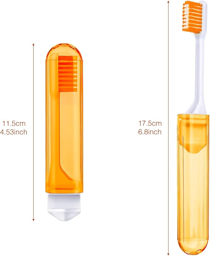 Patelai 4 Pieces Travel Toothbrush Set, Travel Size Toiletries, Soft Bristle Mini Foldable Tooth Brush with Case, Individually Wrapped Small Portable Toothbrush for Camping Home (Bright Color)