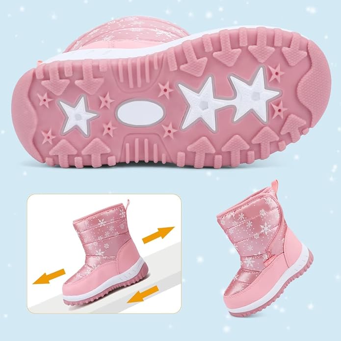 CIOR Winter Snow Boots for Boy and Girl Outdoor Waterproof with Fur Lined(Toddler/Little Kids)