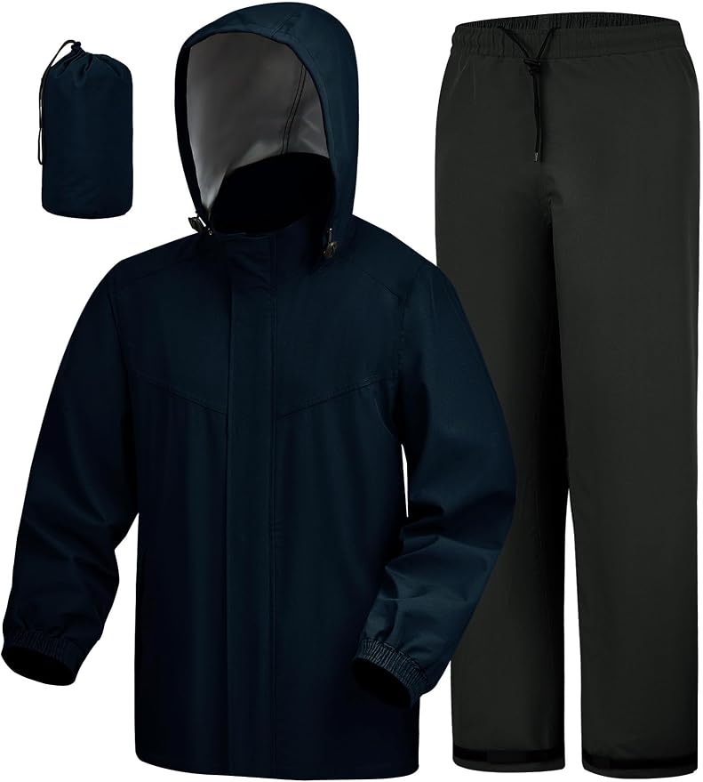 iCreek Rain Suit Waterproof Hooded Rain Gear Breathable Lightweight Packable Rain Jacket Pants Men Women for Hiking Fish Golf