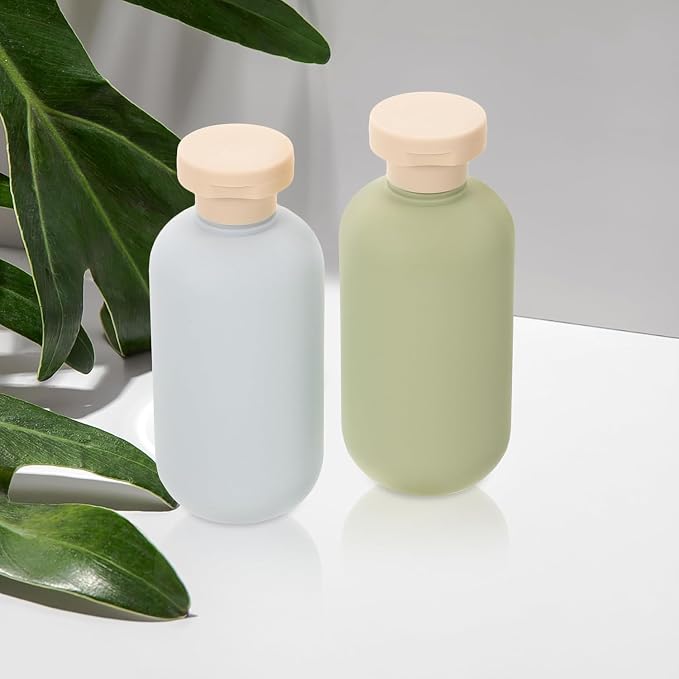 Travel Bottles Set For Toiletries Travel Size Containers Leak Proof Silicone Squeezable Spray Bottles Jars For Women Men, For Shampoo Lotion Body Wash (Blue)