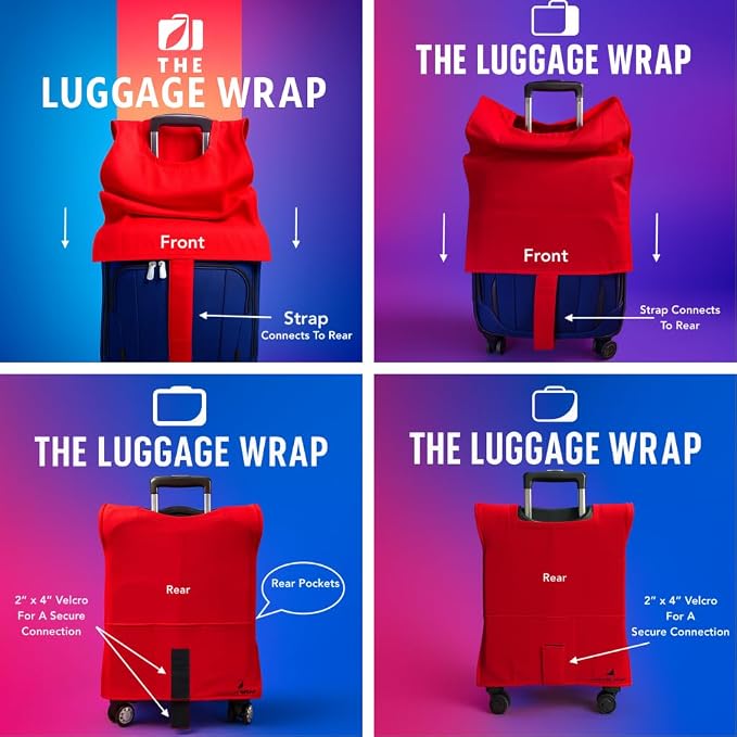 Small Regal Red Water-Resistant Luggage Covers for Suitcase TSA Approved for 19"-21" - Durable Patented Design Suitcase Covers for Luggage, Fundas para Maletas, Travel Accessories