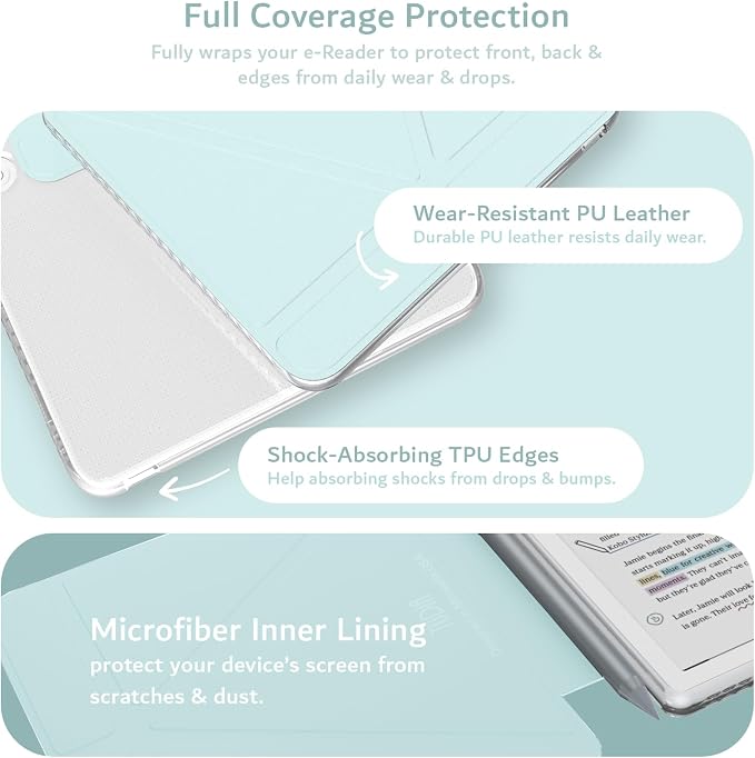 TUDIA M-FLIP Detachable Clear Magnetic Case for Kobo Libra Colour (2024) - [Auto Wake/Sleep] Shockproof Slim Transparent Back Magnetic Fold Cover with Stylus Holder (Baby Blue)