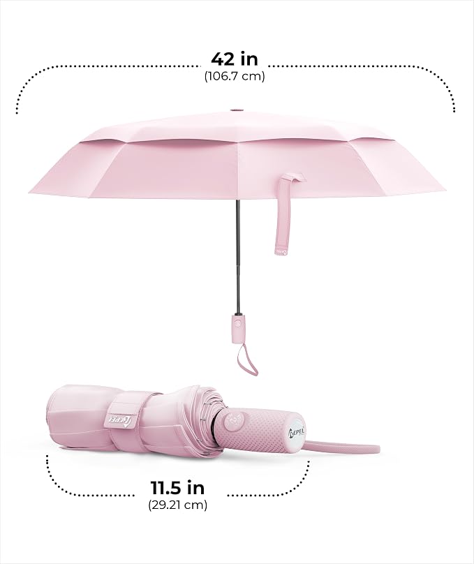 Repel Windproof Travel Umbrella - Compact & Withstands Winds up to 100MPH , Strongest Premium Auto Folding Umbrella for Rain and Sun - Durable, Light & Portable for Women & Men , Fits Backpack & Cars