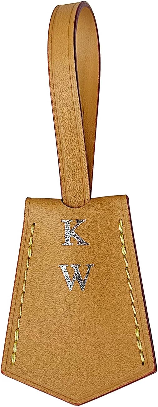Vachetta Leather Personalized Luggage Tags Customized Charms for suitcases Monogram Tags Initials on Tags Premium Leather Unique Travel Gifts for Speedy Neverfull Handbags(Model B)