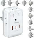 Universal Travel Adapter Kit, VINTAR PD 35W International Power Adapter with 4 AC and 3 USB Ports(2 USB-C), Type A,B,C,D,E/F,G,H,I,L,M Detachable Attachments, Travel Adapter Worldwide for EU/UK/Africa