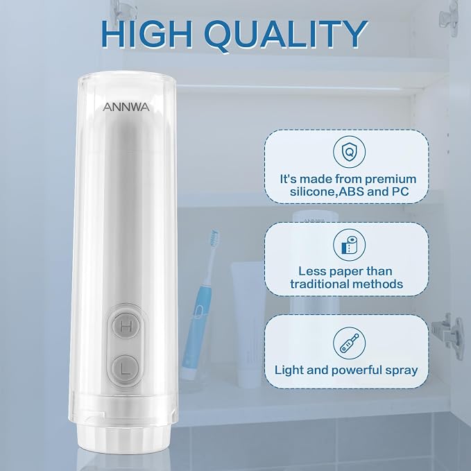 Travel Portable Bidet Sprayer 140mL Nozzle 180° Adjustment IPX6 Handheld Bidet for Personal Hygiene Cleaning, Baby Wash, Postnatal Care, Perineal & Hemorrhoid Treatment(AM-US-NHJ002E)