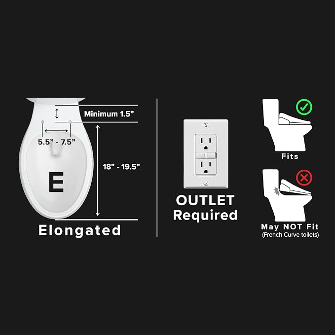 SmartBidet® SB-2000 Smart Bidet Electric Bidet Toilet Seat with Heated Seat, Warm Water, Air Dryer – Side Control Panel, Elongated