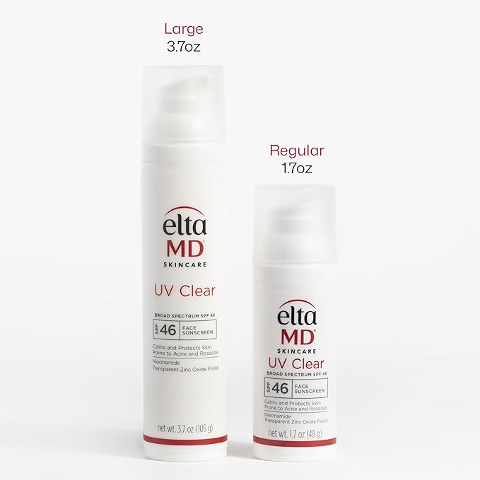 EltaMD UV Clear Face Sunscreen SPF 46, Oil Free Sunscreen with Zinc Oxide, Dermatologist Recommended, For Acne-Prone Sensitive Skin, 3.7 oz