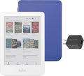 Kobo Clara Colour eReader (White) with Case Bundle (Cobalt Blue Basic SleepCover, Case + AC Bundle)