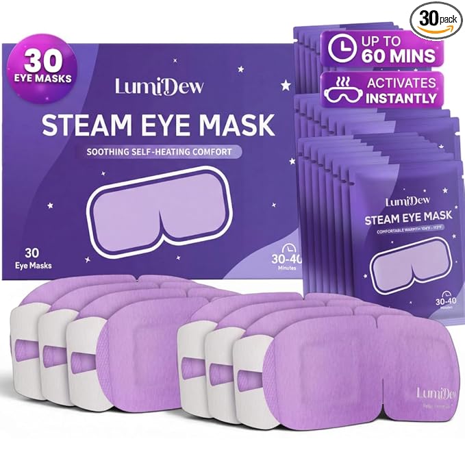 Steam Eye Mask, Self Heating Heated Eye Mask for Sleep, Warm Compress for Eyes, Moist Heat for Dry Eye Relief, Stye Eye Treatment, Spa, Travel Essentials, Unscented 30 Pack