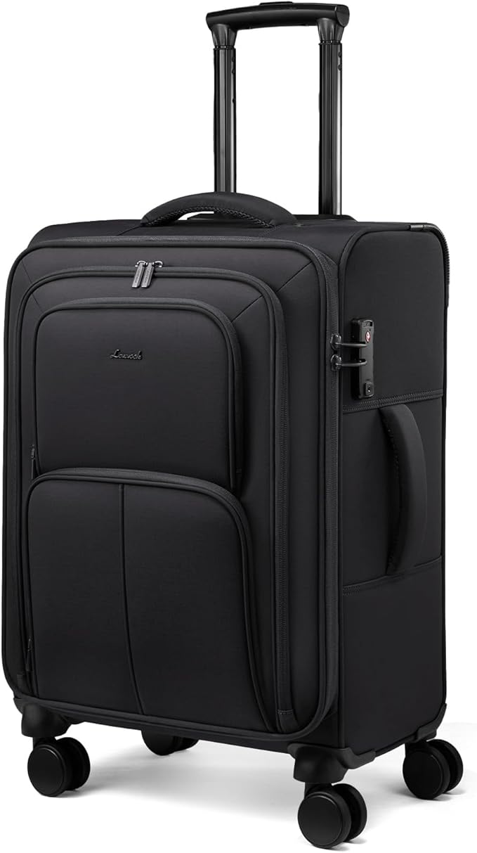 LOVEVOOK Medium Checked Luggage, 24 Inch Softside Suitcases with Spinner Wheels, Lightweight Suitcase with TSA Lock for Women Men, Large Luggage for Travel Business Trip