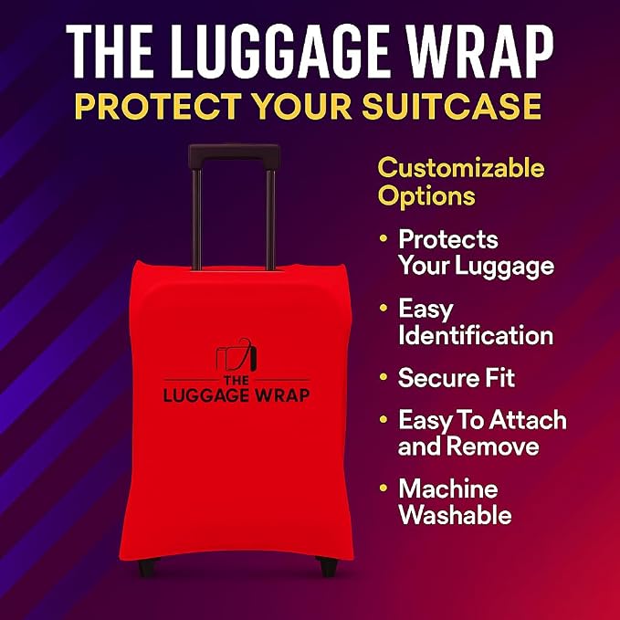 Medium Regal Red Water-Resistant Luggage Covers for Suitcase TSA Approved for 24"-26" - Durable Patented Design Suitcase Covers for Luggage, Fundas para Maletas, Travel Accessories