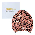 ZIMASILK 22 Momme 100% Mulberry Silk Bonnet for Sleeping & Women Hair Care, Highest Grade 6A Silk Hair wrap for Sleeping with Premium Elastic Stay On Head (1Pc, Leopard Black/Pink)