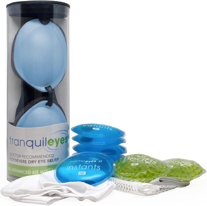 Eye Eco Tranquileyes XL Advanced Warm Compress - Dark Eye Mask for Dry, Irritated Eyes - Combines Moisture and Heat for Comfort and Eye Shade - Blue