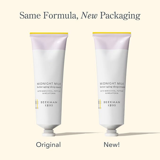 Beekman 1802 Midnight Milk Better Aging Sleep Cream – Overnight Face Moisturizer & Mask – With Bakuchiol, Melatonin & Hyaluronic Acid – Firms & Deeply Hydrates – Good for Sensitive Skin – 2.13 fl oz
