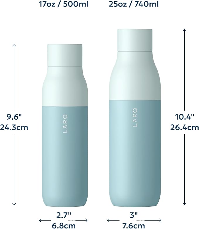 LARQ Twist Top — Reusable Insulated Stainless Steel Water Bottle, Metal Water Bottle for Men, Women, Kids, 100% Leakproof, BPA Free, No Straw — Travel, Gym, Office, School — 17 oz, Seaside Mint