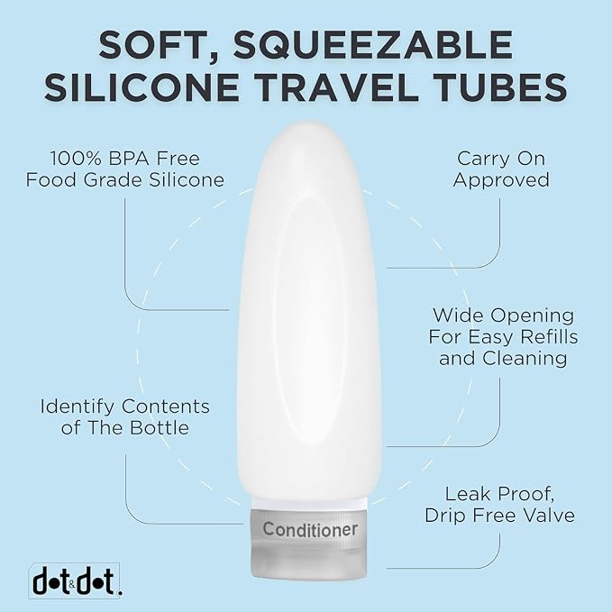Dot&Dot Leak Proof Travel Bottles Compression Packing Cubes