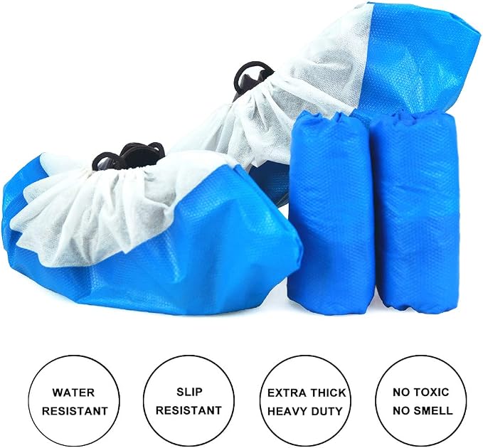Pack of 50 Disposable Waterproof Shoe Covers Non Slip for Indoor One Size Fits All Up to XL