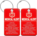 Universal Medical Data Medical Luggage Tags – Custom Engraved Waterproof & Durable – Acrylic Personalized ID for CPAP Bag, Suitcases, Backpacks & Strollers – Medic Bag Tag for Air Travel – Pack of 8