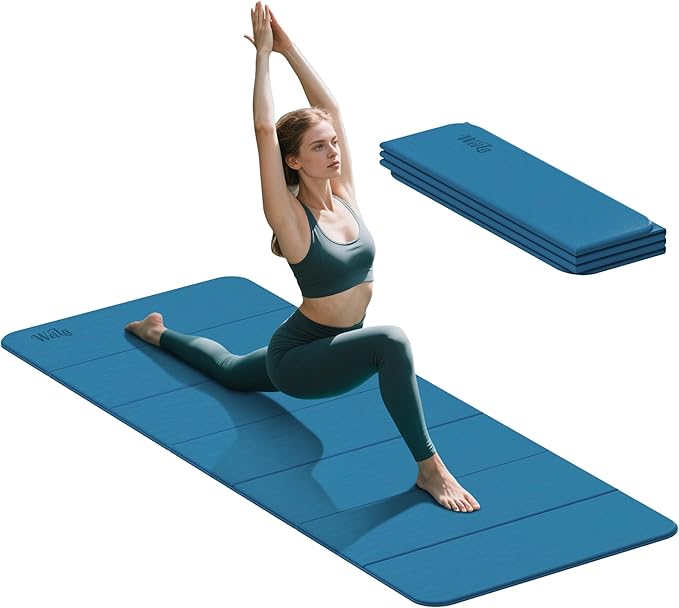Foldable Yoga Excercise Mat 71"L x 24"W, Odourless Light Weight POE Mat For Home Fitness and Gym Workouts, 1/4 inch Non-slip design for All Types of Yoga Pilates