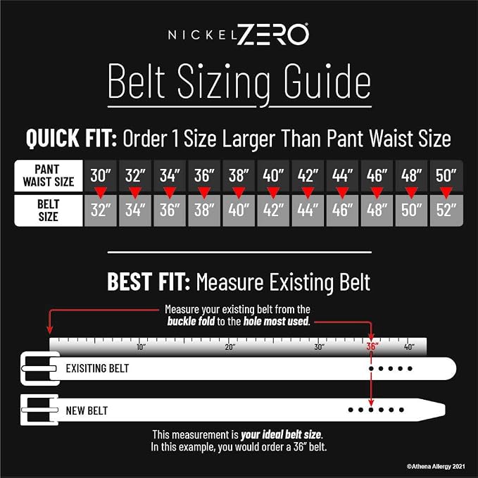 Outback Belt - Genuine Full Grain Leather Belt with Nickel Free Buckle
