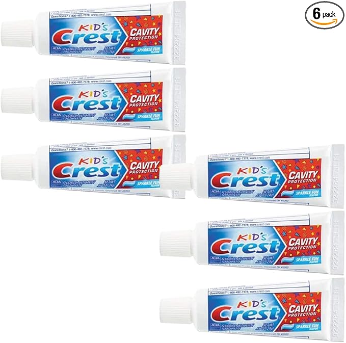 Crest Kids Cavity Protection Toothpaste, Sparkle Fun, Travel Size 0.85 oz (24g) - Pack of 6