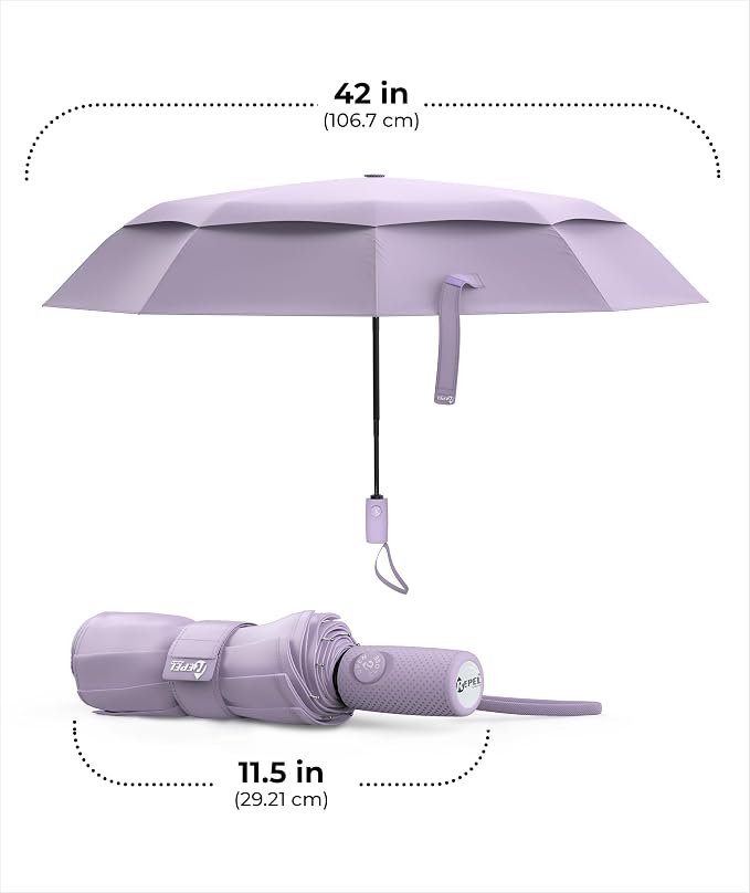 Repel Windproof Travel Umbrella - Compact & Withstands Winds up to 100MPH , Strongest Premium Auto Folding Umbrella for Rain and Sun - Durable, Light & Portable for Women & Men , Fits Backpack & Cars