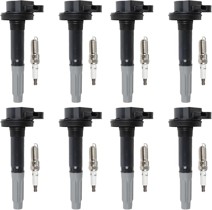 8PCS UF824 Ignition Coils + 8PCS 6509 Iridium Spark Plugs Ignition Coils Pack Fits for 2016-2017 F150, 2016-2017 Mustang 5.0L, Coil Pack Set Aftermarket Parts