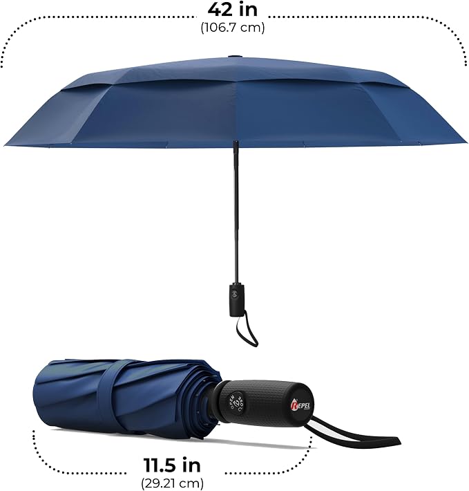 Repel Windproof Travel Umbrella - Compact & Withstands Winds up to 100MPH , Strongest Premium Auto Folding Umbrella for Rain and Sun - Durable, Light & Portable for Women & Men , Fits Backpack & Cars