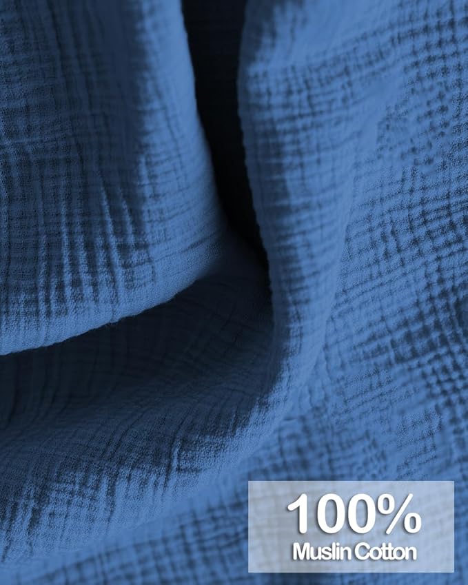 Muslin Nursing Covers for Breastfeeding, Arch Neckline Breast Feeding Covers for Women, Moms Privacy Breathable Summer Nursing Apron, Enlarged XL Size Soft Feeding Cover (Misty Blue)