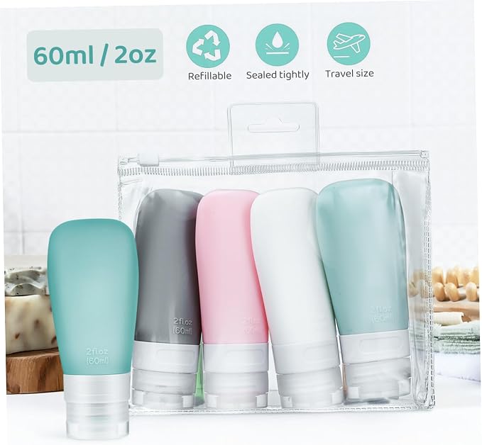 Travel Bottles Set 4pcs Silicone Squeeze Bottles for Toiletries Travel Containers Flap Lip Leakproof for Shampoo Body Wash