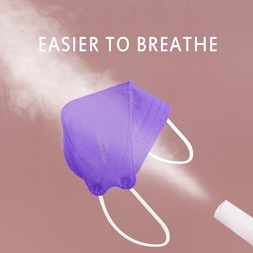Borje KN95 Face Masks, 100 Pcs Disposable Face Masks, Purple Mask Against PM2.5 from Fire Smoke & Dust Filter Efficiency 95%