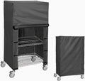 Wire Shelving Cover for Storage Shelf and Wire Rack, 48" W x 24" D x 72" H, Heavy-Duty Dust Cover with Nylon Buckle and Hook & Loop Closure (Black, No Shelves)
