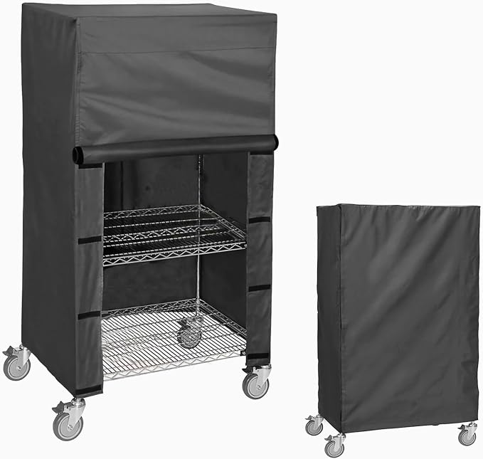 Heavy Duty Wire Rack Cover, Fits 33"W x12.6"D x 72"H Shelving | Waterproof Dust Shelving Shelf Cover, nylon with Hook and Loop Closure, Black (No Shelves)