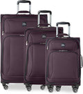 Skyway Epic Softside 3-Piece Luggage Set - Lightweight Suitcase with Wheels | TSA Approved Travel Bag | Spinner Suitcase | Luggage Set with Telescoping Handle, 20", 24" & 28", Plum