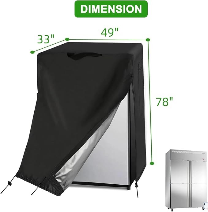 Commercial Refrigerator Cover for 36Cu Ft Commercial Refrigerator Freezer Combo,48 Inch Waterproof Fridge with Freezer Cover for Industrial Stainless Steel Fridge(49" W x 33" D x 78" H)