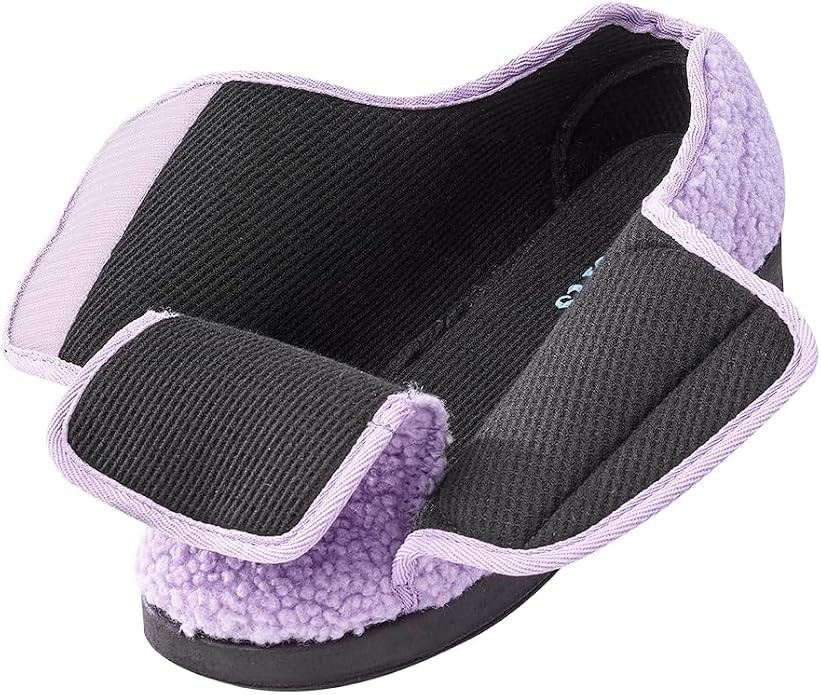 Silvert's Adaptive Clothing & Footwear Silverts Women's Extra Wide Adjustable Slippers Easy Closure Diabetic House Shoes Non Slip Comfort