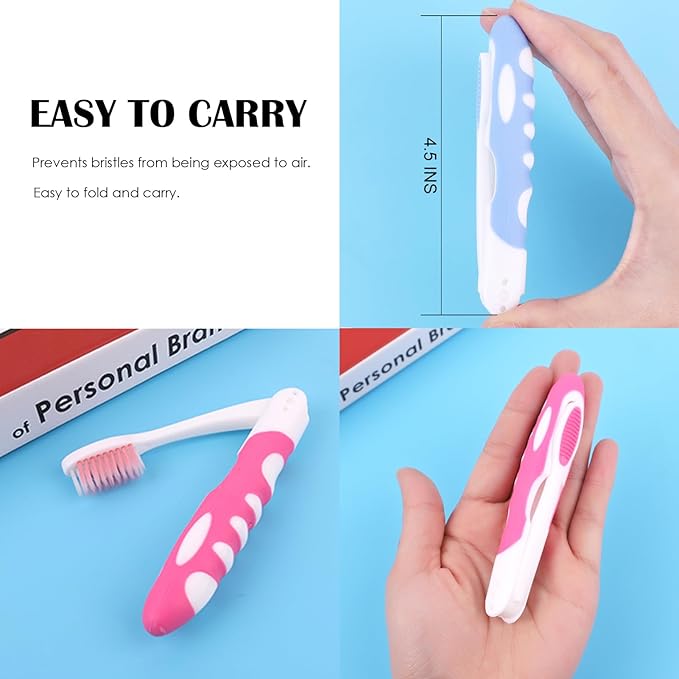 EasyHonor 20 Pack Bulk Travel Toothbrush with Folding Portable Design and Soft Bristles, for Camping, Hiking, Travel, School