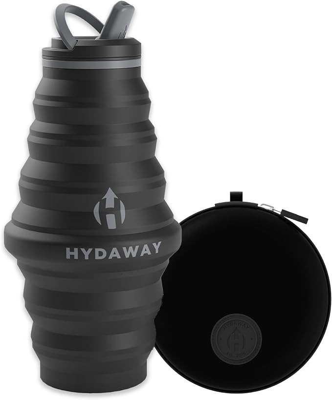 HYDAWAY Hydration Travel Pack - 25oz Collapsible Water Bottle with Flip-Top Lid and Protective Travel Case - BPA-Free, Leak-Resistant, Reusable Bottle for Traveling, Hiking, and Daily Use