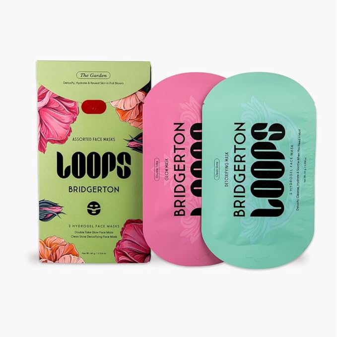 LOOPS Beauty Bridgerton™ NETFLIX In The Garden Set -The Best Korean Hydrogel Face Masks for Every Skin Moment Face Mask - 2 Hydrating Masks - Clean Slate and Double Take - All Skin Types, 2pc
