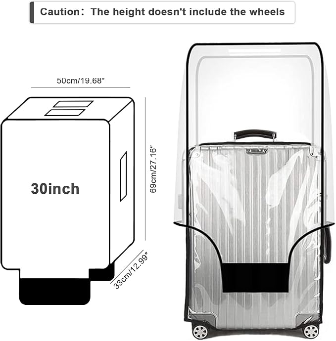 30 Inch Clear Suitcase Cover for Luggage TSA Approved Heavy Duty Waterproof PVC Protector Prevents Scratches Damage for Wheeled Travel Luggage