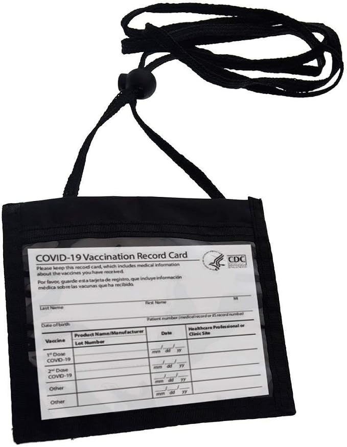Nylon Neck Wallet Badge Holder with Lanyard - 4 X 3 Credential & Travel Badge Holder with 3 Pockets - Clear Plastic 4X3 Horizontal Window, Zipper Pouch + by Specialist ID