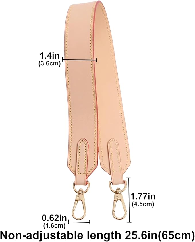 jiesinlov Vachetta Leather Wide Straps Replacement Bag Shoulder Strap for Neverful Speedy Graceful Tote Handbag(W1.5in,L25.6in-Apricot)