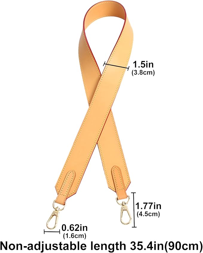 jiesinlov Vachetta Leather Wide Straps Replacement Bag Shoulder Strap for Neverful Speedy Tote Handbag(Width1.5in,length35.4in-Beeswax)