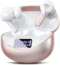 Wireless Earbuds, Bluetooth 5.4 Headphones HiFi Stereo 50H Playback LED Digital Display Ear Buds with ENC Noise Canceling Headset, IPX7 Waterproof Earphones for Running/Workout (Rose Gold)