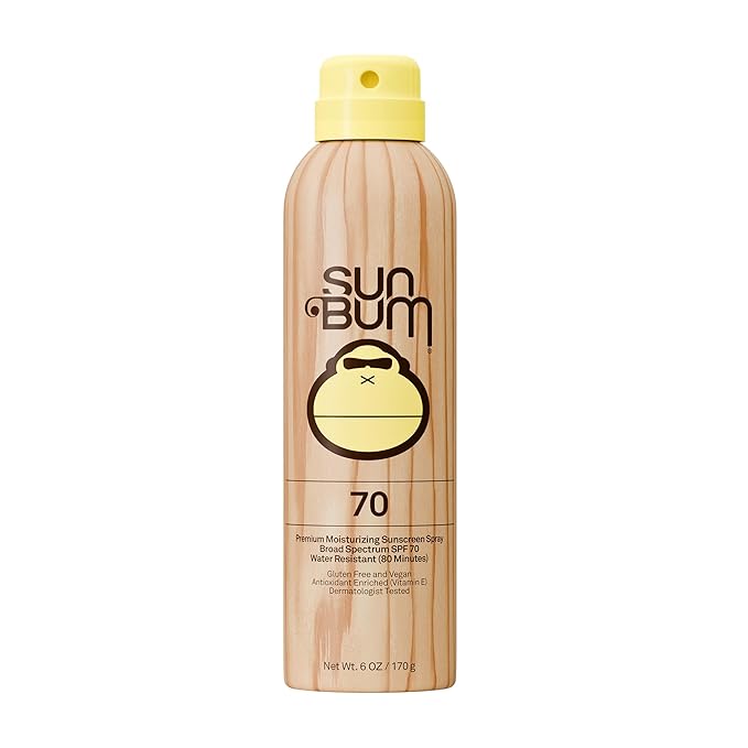 Sun Bum Original SPF 70 Sunscreen Body Spray - Broad Spectrum Moisturizing Sunscreen with Vitamin E - Hawaii 104 Act Compliant (Made without Octinoxate & Oxybenzone) - 6 oz