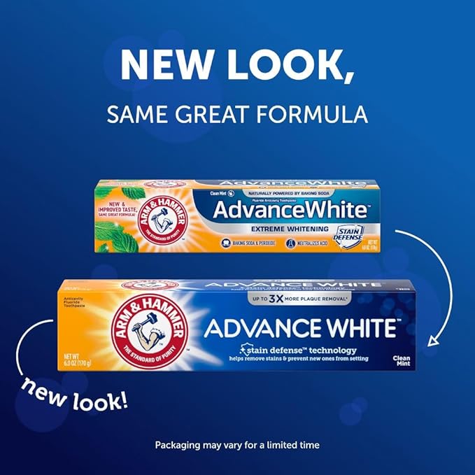Arm & Hammer Advance White Extreme Whitening Toothpaste, Clean Mint, 6 Ounce (Pack of 3)