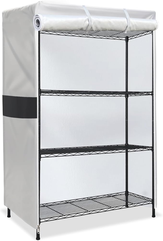 Heavy Duty Storage Shelf Cover for Wire Shelving Rack, 36" W x 18" D x 72" H, Waterproof Dustproof 600D Oxford Shelving Unit Cover with Front Roll-Up Door and Buckle Straps
