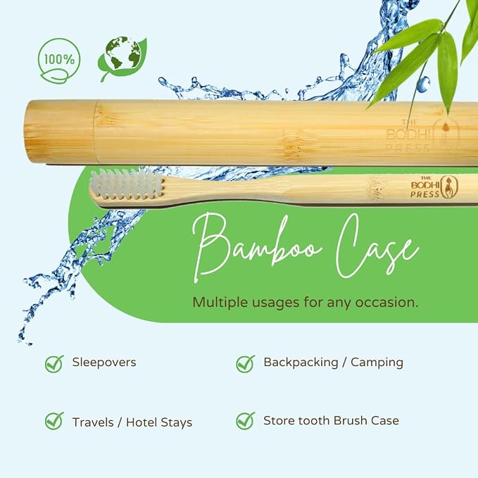 Bamboo Toothbrush & Travel Case Set – Eco-Friendly Oral Care with Soft Bristles – Sustainable & Portable Dental Hygiene Kit 2 Pack (2)